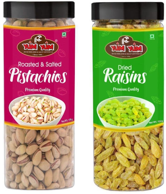 YUM YUM Premium Dry Fruits Combo Pack 300 g (Pistachios 150g & Raisins 150 g)