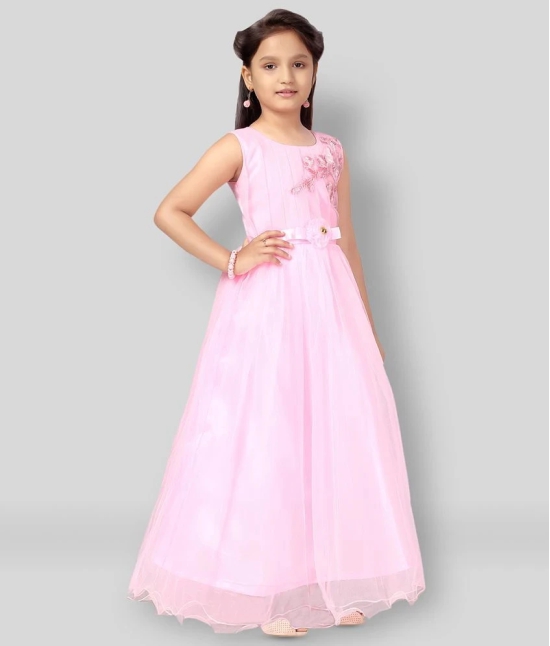 Aarika - Pink Net Girls Gown ( Pack of 1 ) - None