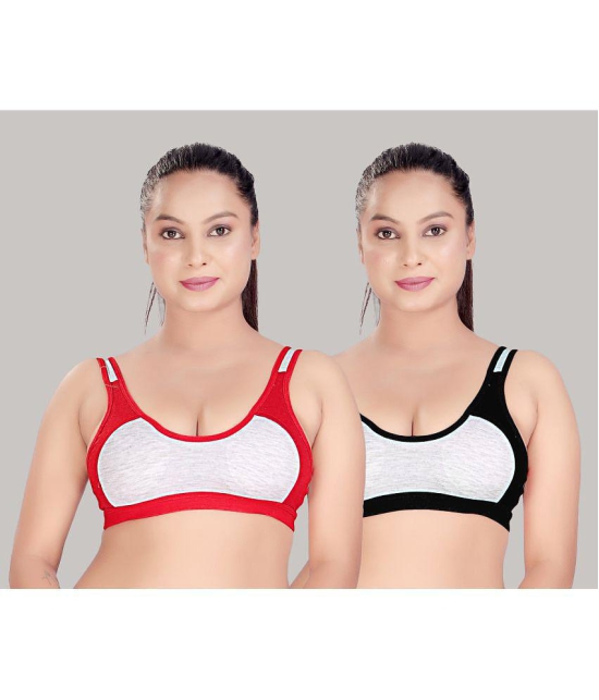 haya fashion Multicolor Cotton Non Padded Women's Everyday Bra ( Pack of 2 ) - None