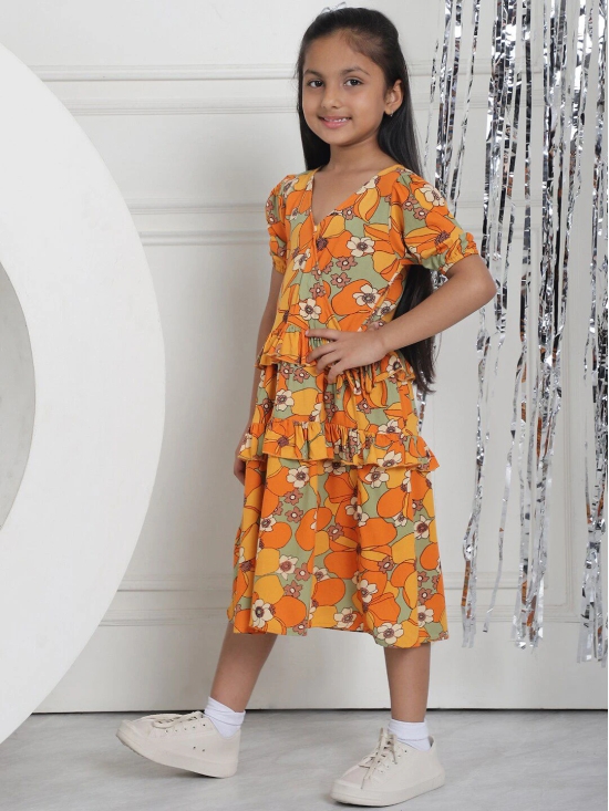 MINI & MING Girls Floral Printed Wrap Dress