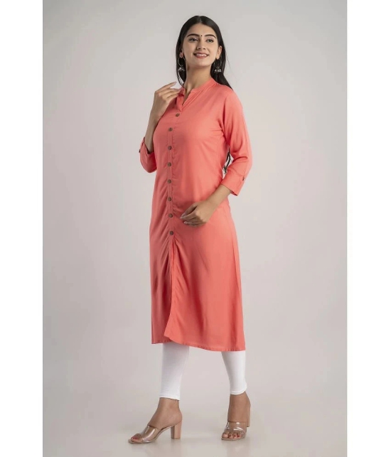 MAUKA - Pink Rayon Womens Straight Kurti ( Pack of 1 ) - XL