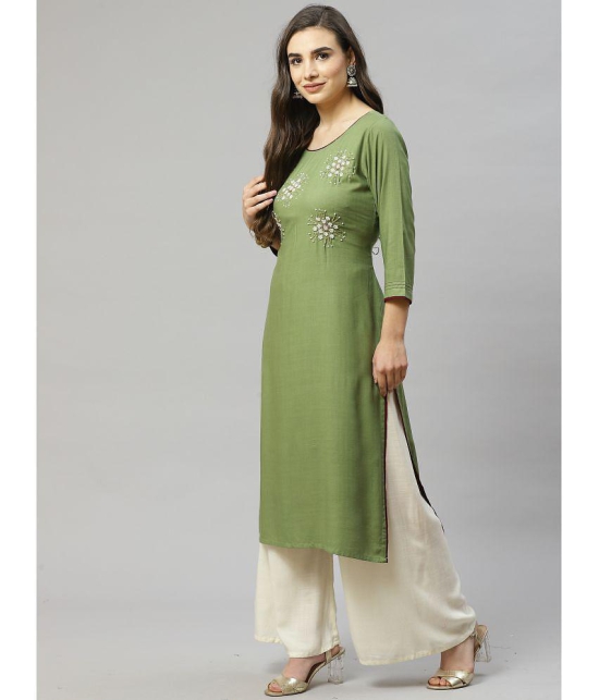 JC4U Green Viscose Straight Kurti - Single - None