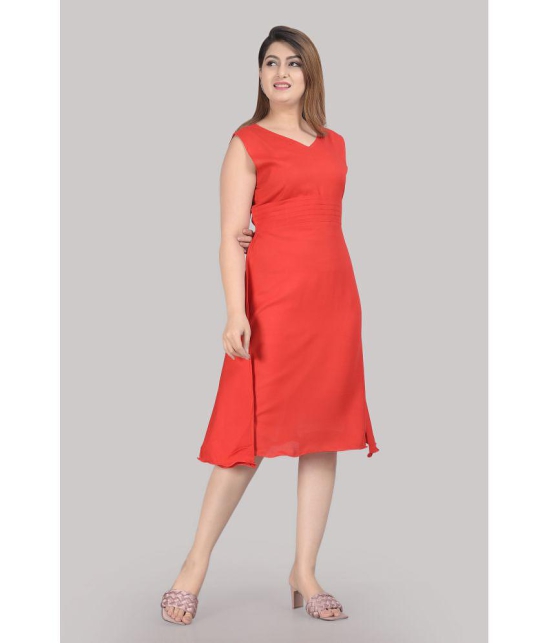 Smien - Red Rayon Women's Skater Dress ( Pack of 1 ) - None