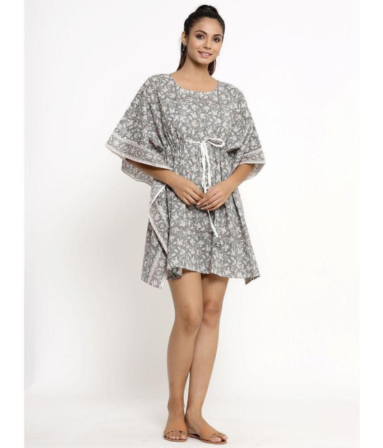 KIPEK - Grey Cotton Women's Nightwear Kaftan ( Pack of 1 ) - None