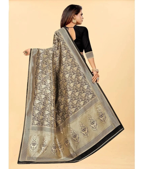 Gazal Fashions - Black Banarasi Silk Saree With Blouse Piece ( Pack of 1 ) - Black