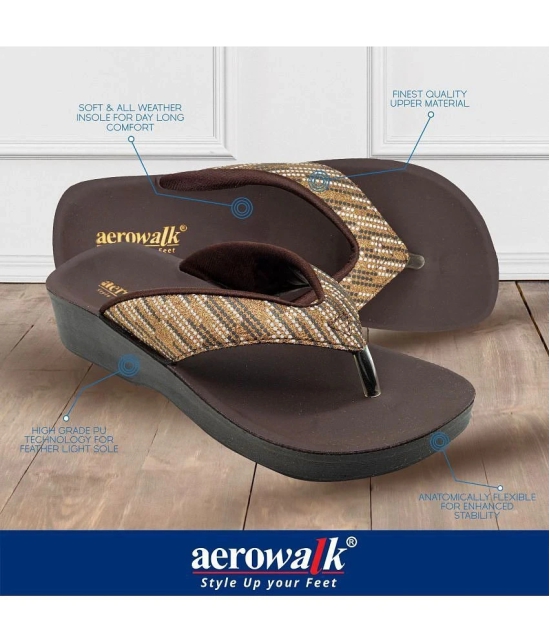 Aerowalk Brown Womens Leather Slipper - None