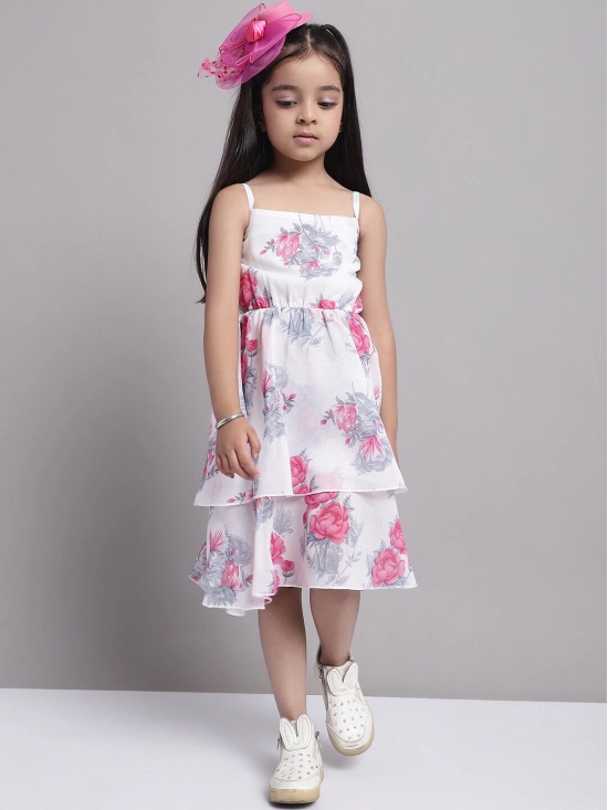 MINI & MING Girls Layered Georgette Fit & Flare Floral Midi Dress