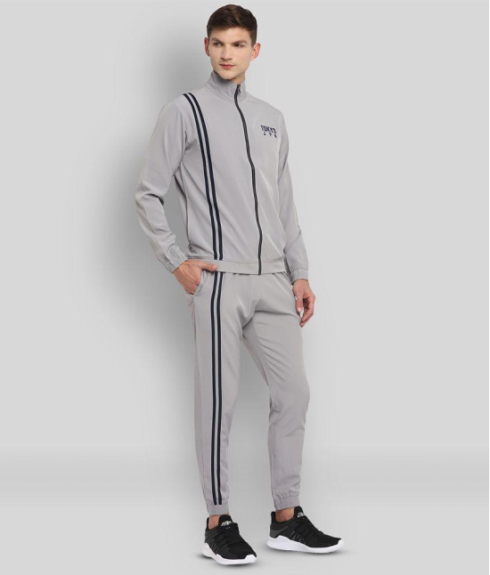 YUUKI - Light Grey Polyester Regular Fit Striped Mens Sports Tracksuit ( Pack of 1 ) - XL