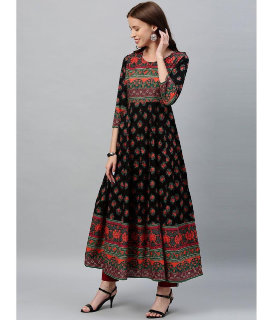 KIPEK - Black Cotton Women's Anarkali Kurti ( Pack of 1 ) - None