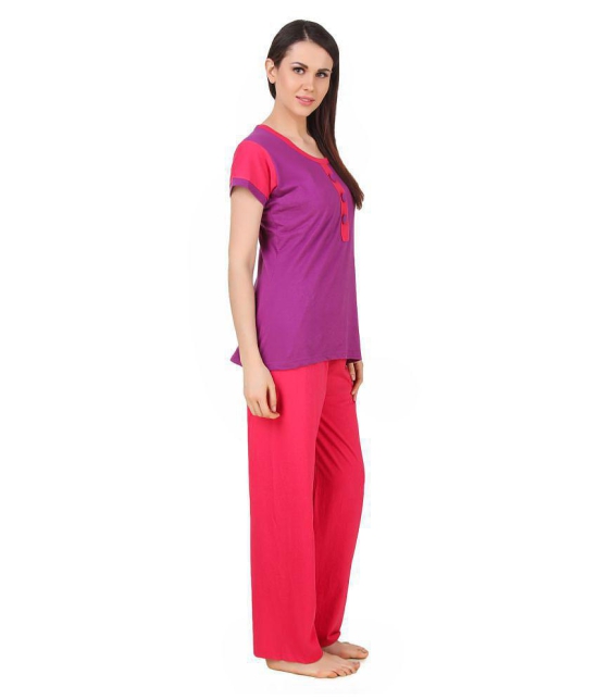 Fasense Cotton Nightsuit Sets - Purple - L