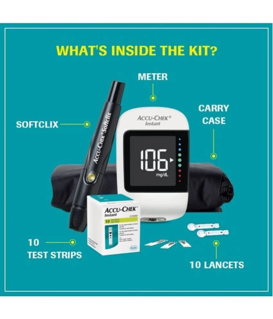 Accu-Chek Instant Blood Glucose Monitor Kit with 10 Strips, 10 Lancets and a Lancing Device for Accurate Blood Sugar Testing