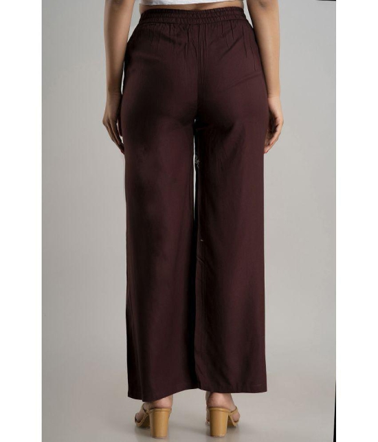 MAUKA - Brown Rayon Wide leg Womens Palazzos ( Pack of 1 ) - None