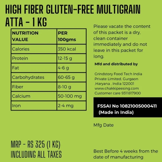 High-Fiber Gluten free Multigrain Atta-1KG