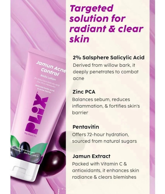 Plix Jamun Acne Control Body Lotion, Helps Reduce Active Acne & Fades Away Acne Marks(200 ml)