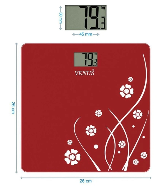 Venus Digital Electronic LCD Personal Health Body Fitness Bathroom Weighing Scale EPS-2001 Red Red