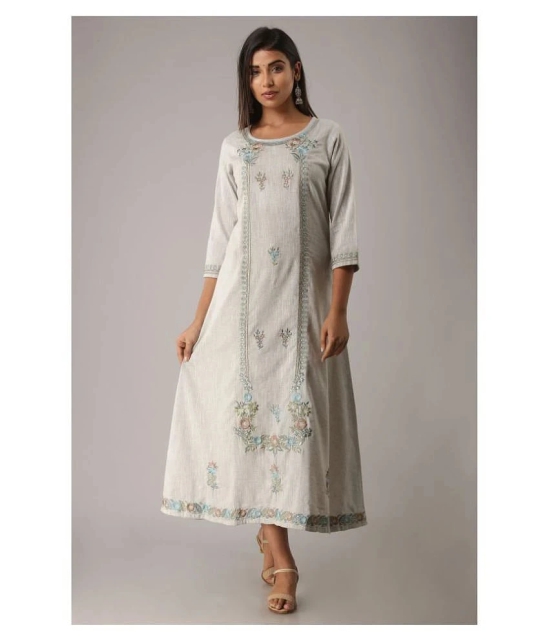 MAUKA - Light Grey Cotton Womens A-line Kurti ( Pack of 1 ) - L