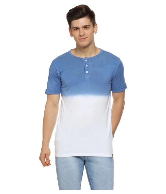 Campus Sutra Cotton Blue Self Design T-Shirt - None