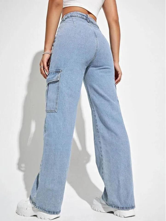 Women Flap Pocket Cargo Jeans-30