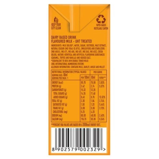 Parle Agro Smoodh Toffee Caramel Flavoured Milk, 80 ml