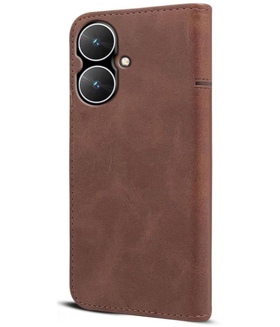 NBOX Brown Flip Cover Artificial Leather Compatible For Redmi 13C 5G ( Pack of 1 ) - Brown