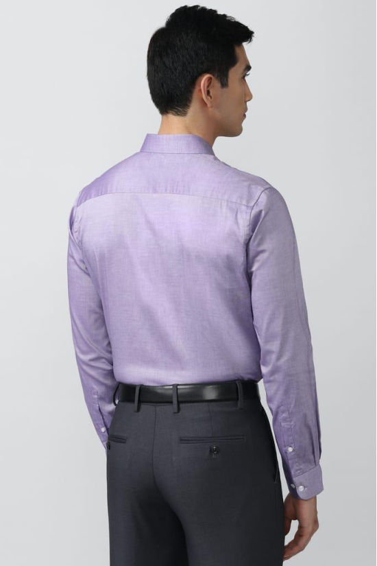 Men Purple Regular Fit Formal Full Sleeves Formal Shirt