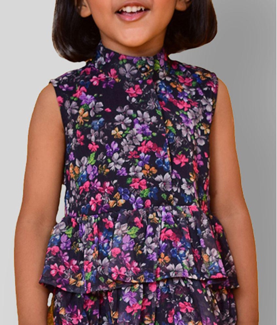 NUEVOSKIDDOS - Black Georgette Girls Empire Dress ( Pack of 1 ) - None