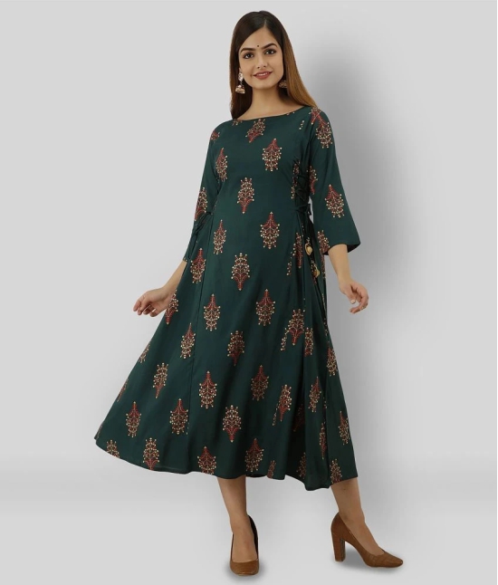 Lee Moda - Green Rayon Womens Flared Kurti ( Pack of 1 ) - XL