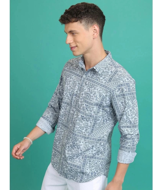 Ketch 100% Cotton Slim Fit Printed Full Sleeves Mens Casual Shirt - Blue ( Pack of 1 ) - None