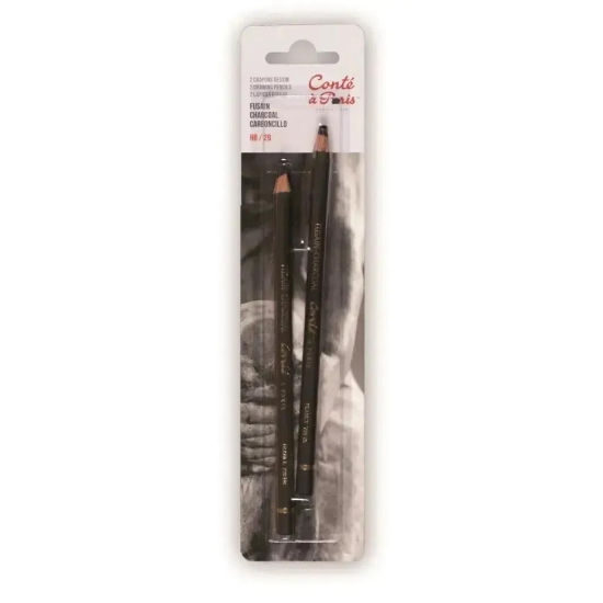 Conte a'' Paris Sketching Pencils - Charcoal / Fusain - HB & 2B Blister Pack of 2 (50111)
