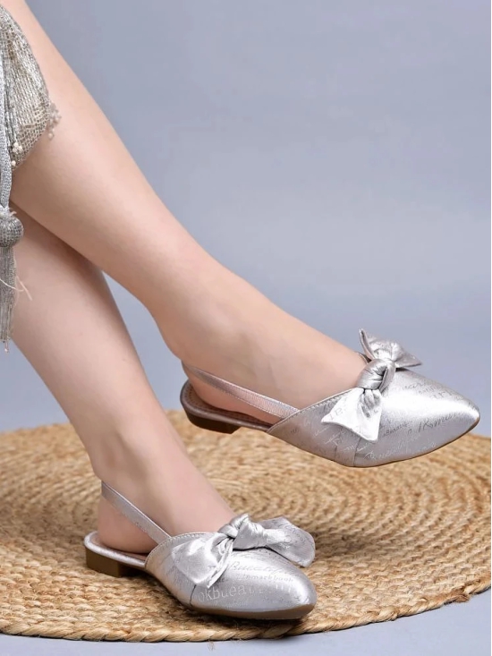 Shoetopia Silver Womens Casual Ballerinas - None