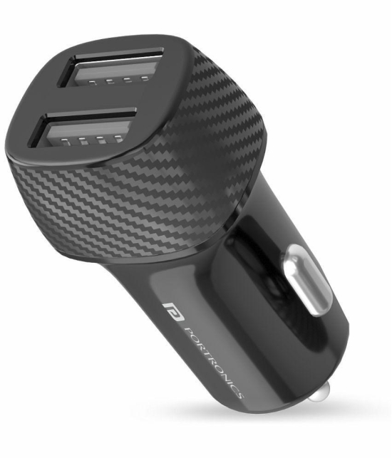 Portronics Car Power 5 Car Charger with Dual USB Ports ,Black (POR 1345) wihtout cable