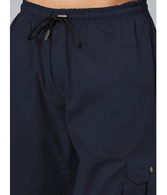 Chrome & Coral Regular Flat Mens Cargos - Navy Blue ( Pack of 1 ) - None