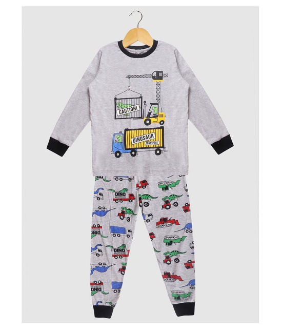 Lazy Shark Boy Grey Printed Night suit - None