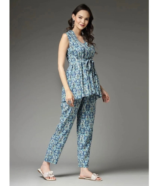 Stylum Blue Embellished Pant Top Set - None