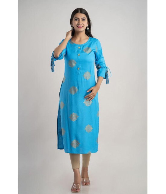 MAUKA - Blue Rayon Women's Straight Kurti ( Pack of 1 ) - None