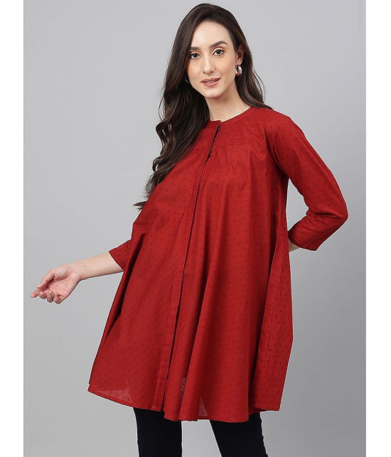 Janasya - Maroon Cotton Women's Tunic ( Pack of 1 ) - None