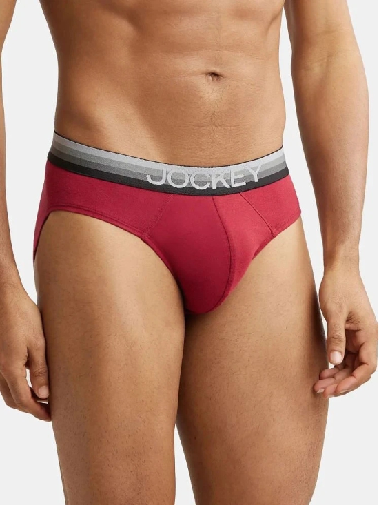 Jockey US07 Men Super Combed Cotton Elastane Solid Brief with Ultrasoft Waistband - Red Pepper - None