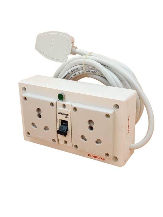 INDRICO 16A Electric Multi Outlet Extension Board Box 4MM Cable with MCB for Heavy Duty PVC White Pack of 1