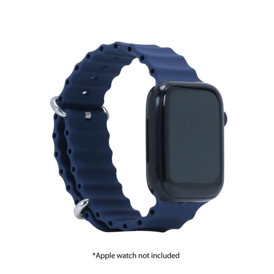 Croma Soft Silicone Ridged Strap for Apple iWatch (38mm / 40mm / 41mm) (Apple Compatible, Blue)
