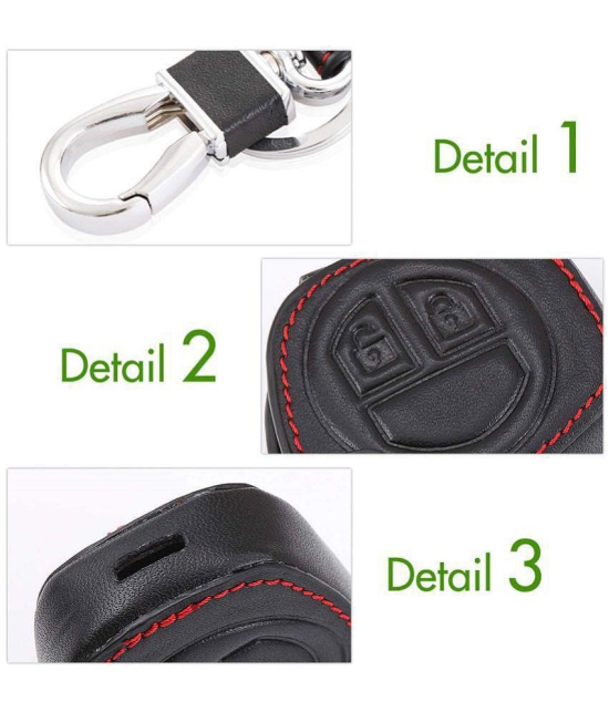 DALUCI Leather Car Key Cover for Maruti Suzuki Key Cover (for Maruti Black & Red)