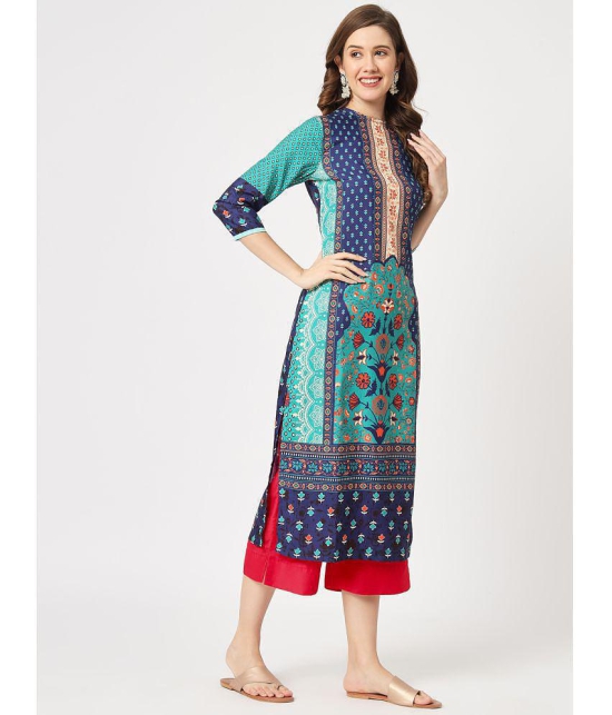 Pannkh - Navy Rayon Womens Straight Kurti ( Pack of 1 ) - None