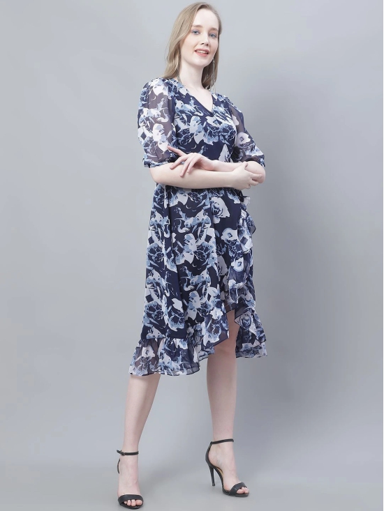 MINI & MING Floral Print Puff Sleeve Georgette Dress