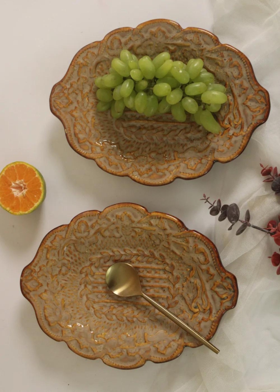 Textured Cream Platter-Set of four