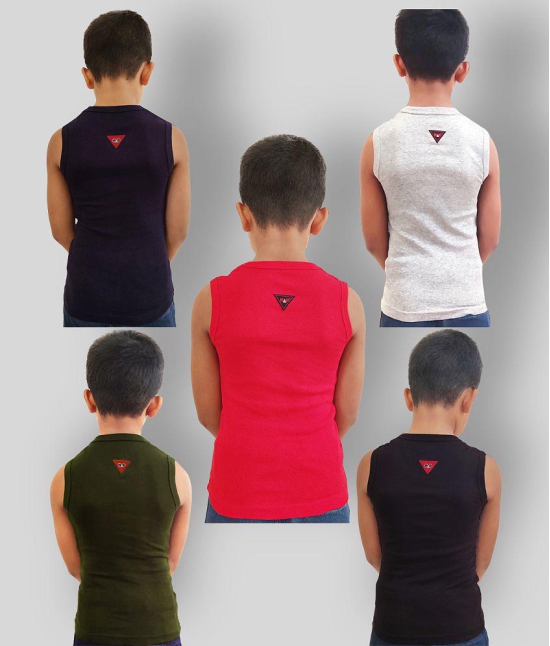 HAP Boys Multicolor Printed Vest | Tank top |Sleeveless Tshirt - Pack of Five - None