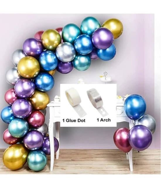 Kiran Enterprises 50 pcs Metallic Balloon + 1 Balloon Arch + 1 Balloon Glue Dot  Birthday Balloon Decoration - Black