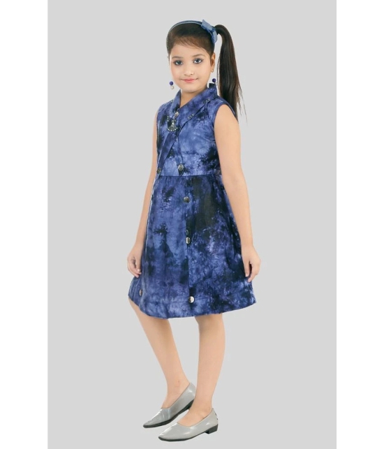 Coxxup Blue Rayon Girls Fit And Flare Dress ( Pack of 1 ) - None