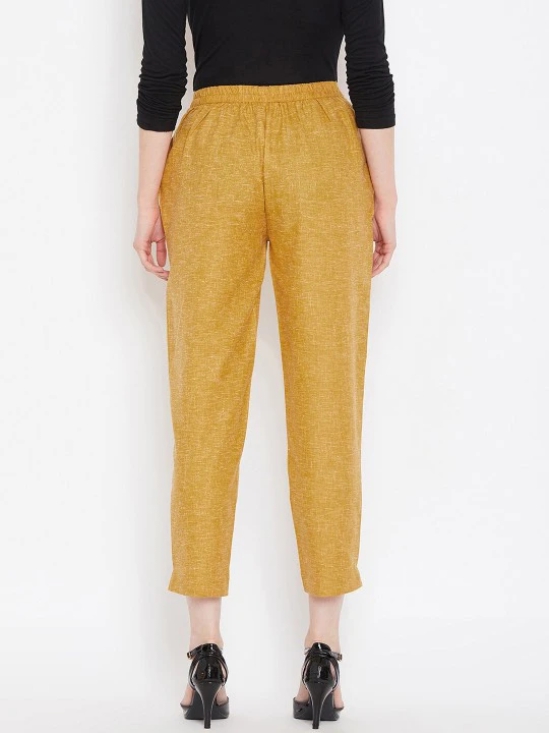 Women Mustard Yellow Textured Relaxed Trousers