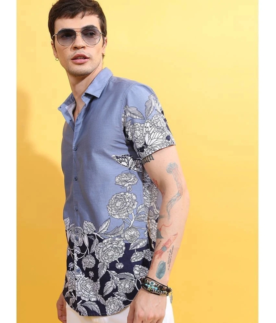 Ketch 100% Cotton Regular Fit Printed Half Sleeves Mens Casual Shirt - Blue ( Pack of 1 ) - None