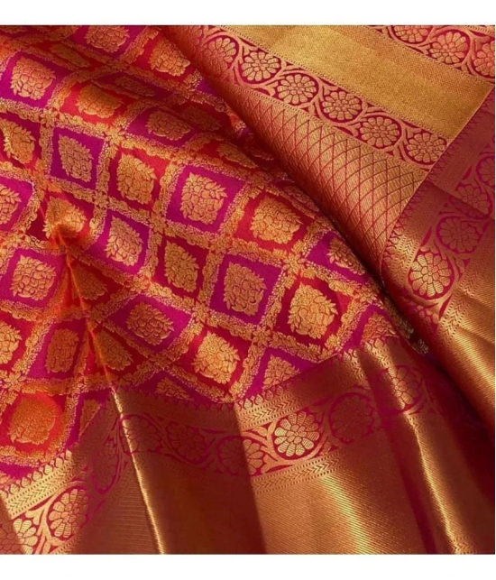 JULEE Banarasi Silk Solid Saree With Blouse Piece - Pink ( Pack of 1 ) - Pink