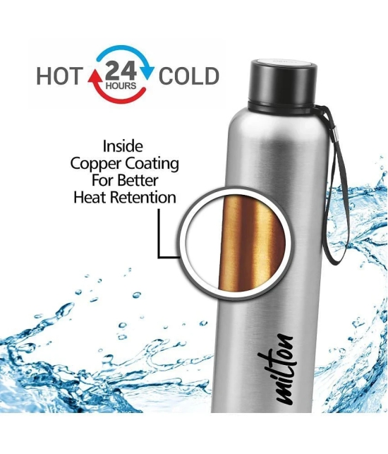 Milton Aura 750 Thermosteel Bottle, 750 ml, Silver | 24 Hours Hot and Cold | Easy to Carry | Rust Proof | Leak Proof | Tea | Coffee | Office| Gym | Home | Kitchen | Hiking | Trekking | Trave